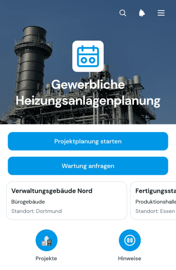 Anwendung zur Planung gewerblicher Heizsysteme