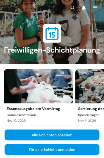 Anwendung zur Planung von Schichten für Ehrenamtliche