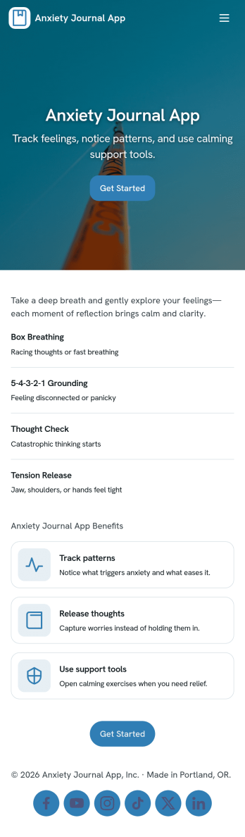 Anxiety Journal App Template