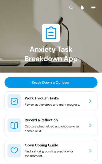 Anxiety Task Breakdown App Template