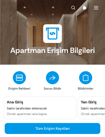 Apartman Erişim Bilgileri Uygulama Șablonu