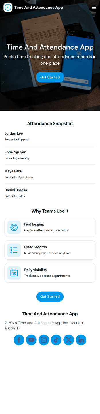 API Time and Attendance App Template