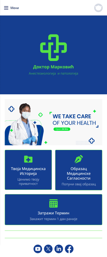 Апликација за Преглед код Доктора Template