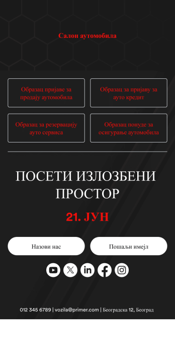 Апликација за Салоне Аутомобила Template