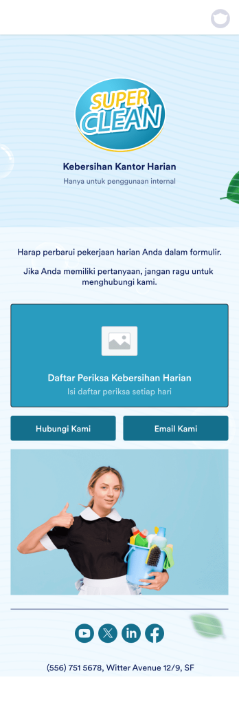 Aplikasi Daftar Periksa Kebersihan Kantor Harian Template