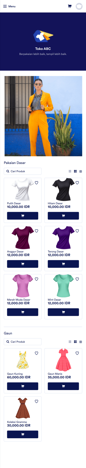 Aplikasi Toko Pakaian Template