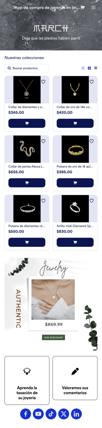 App de compra de joyería en línea