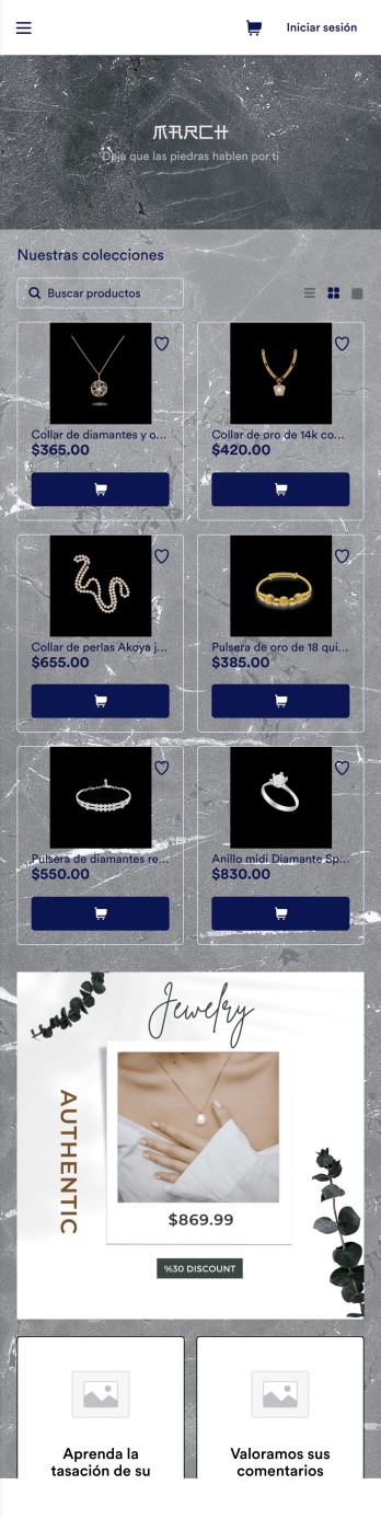 App de compra de joyería en línea Template