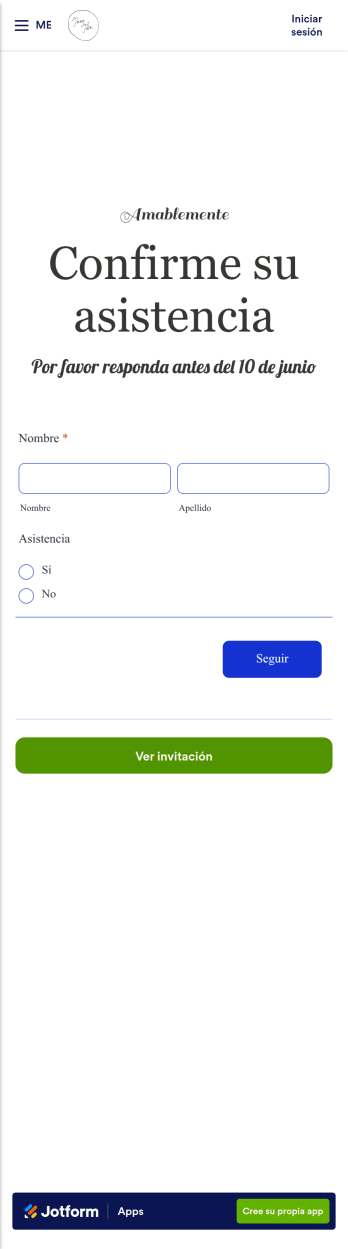 App de confirmación de asistencia a boda