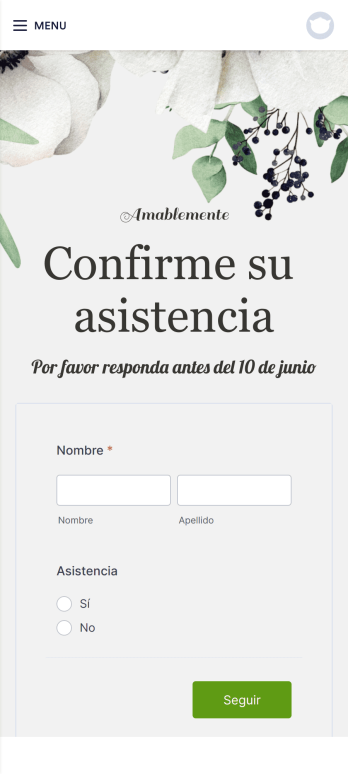 App de confirmación de asistencia a boda Template