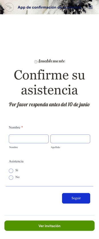 App de confirmación de asistencia a boda