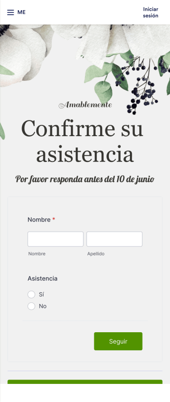 App de confirmación de asistencia a boda