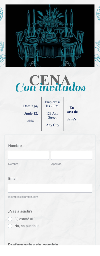 App de confirmación de asistencia a cena Template