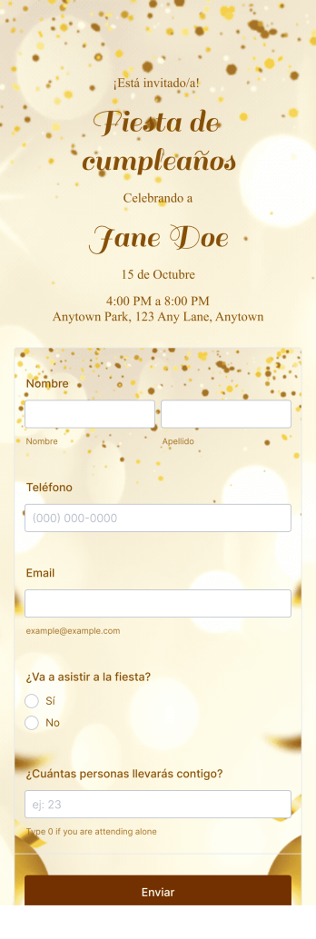 App de confirmación de asistencia a cumpleaños