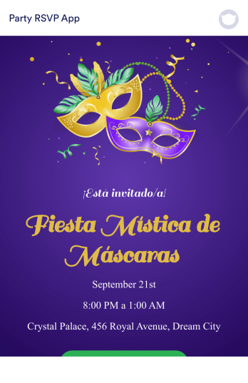 App de confirmación de asistencia a fiesta Template