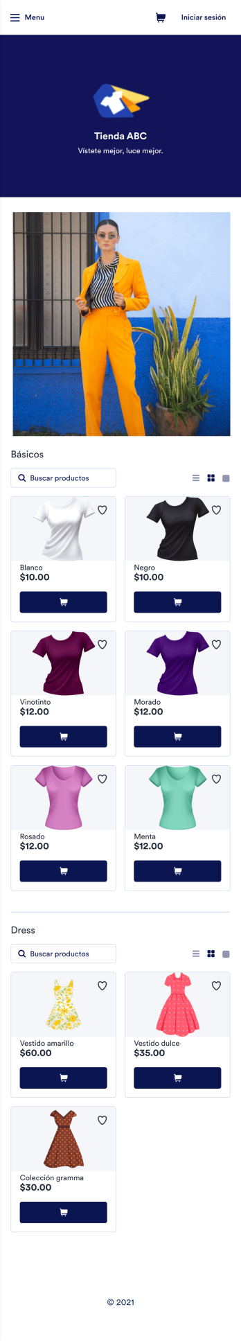 App de tienda de ropa Template