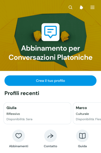 App di Abbinamento per Conversazioni Platoniche