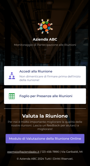 App di Accesso alle Riunioni Template