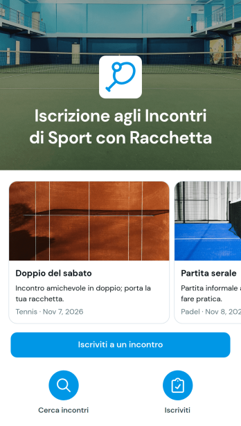 App di Iscrizione agli Incontri di Sport con Racchetta