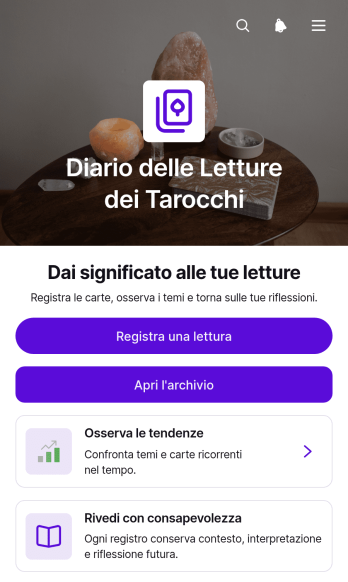 App Diario delle Letture dei Tarocchi