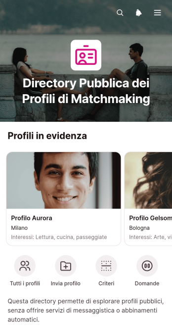 App Elenco di Profili per Incontri