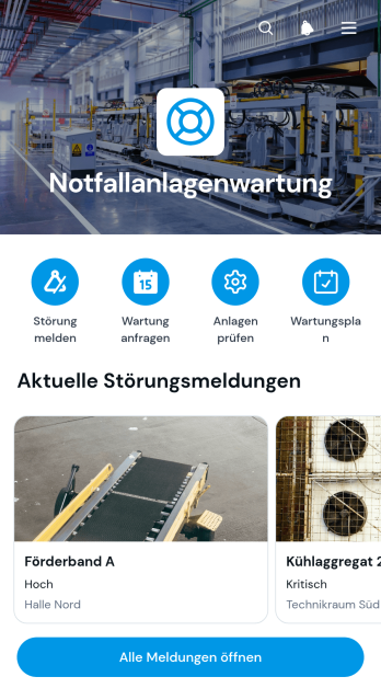 App für Anlagenwartung im Notfall