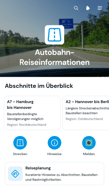 App für Autobahn-Reiseinformationen