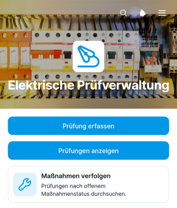 App für das Management elektrischer Prüfungen