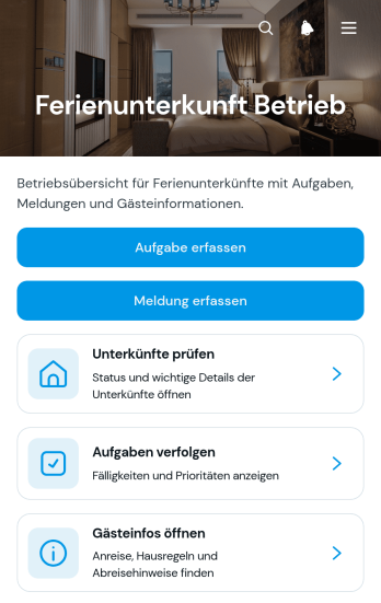 App für den Betrieb von Ferienunterkünften