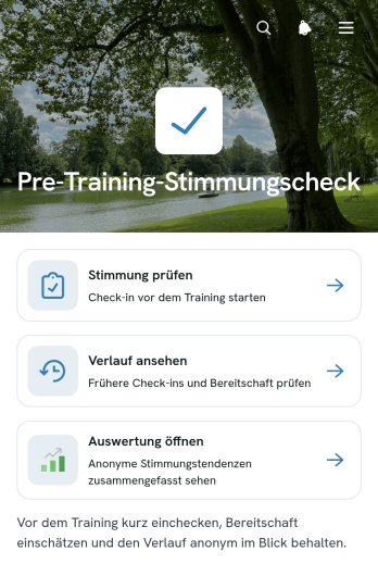 App für den Stimmungscheck vor dem Training