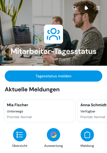App für den täglichen Mitarbeiterstatus