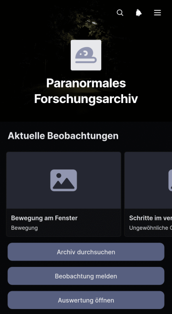 App für ein Archiv paranormaler Forschung
