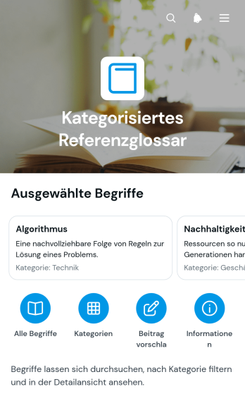 App für ein kategorisiertes Referenzglossar