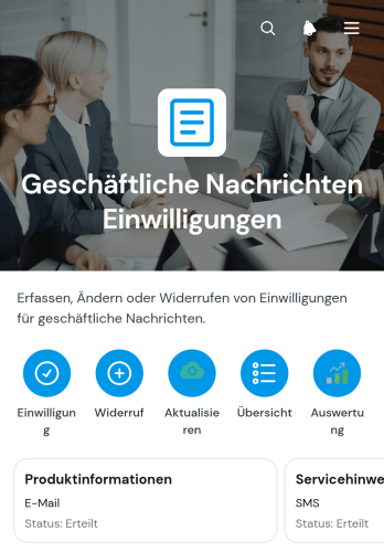App für Einwilligungen zur Geschäftskommunikation