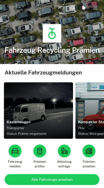 App für Fahrzeugrecycling-Prämien