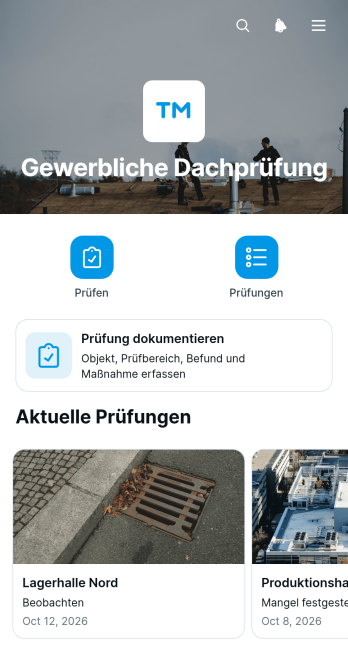 App für gewerbliche Dachinspektionen
