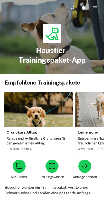 App für Haustier-Trainingspakete