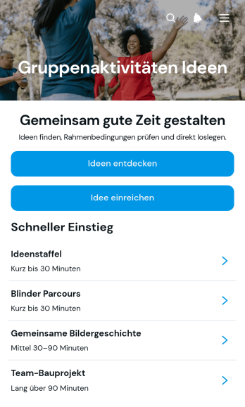 App für Ideen zu Gruppenaktivitäten
