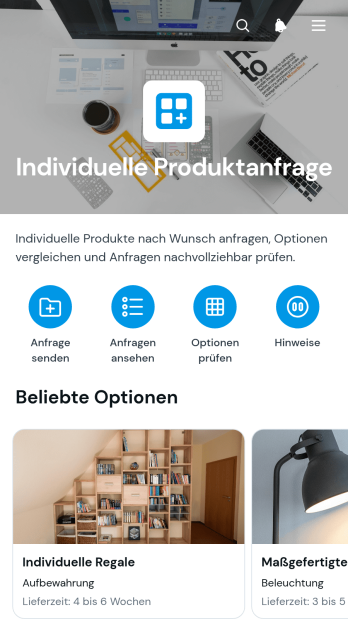 App für Individuelle Produktanfragen