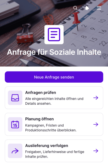 App für Inhaltsanfragen in Sozialen Medien