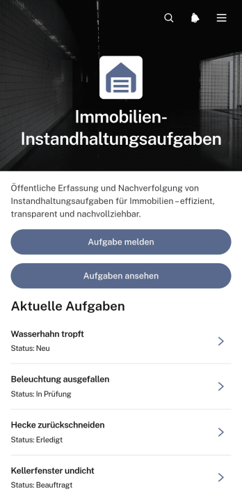 App für Instandhaltungsaufgaben an Immobilien