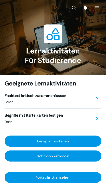 App für Lernaktivitäten von Schülern