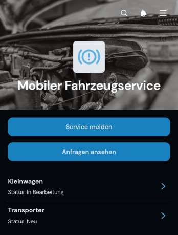 App für mobilen Fahrzeugservice