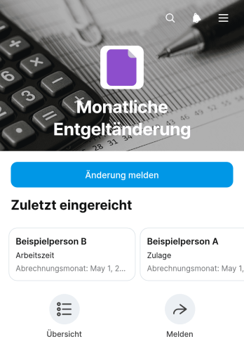 App für monatliche Änderungen der Lohnabrechnung