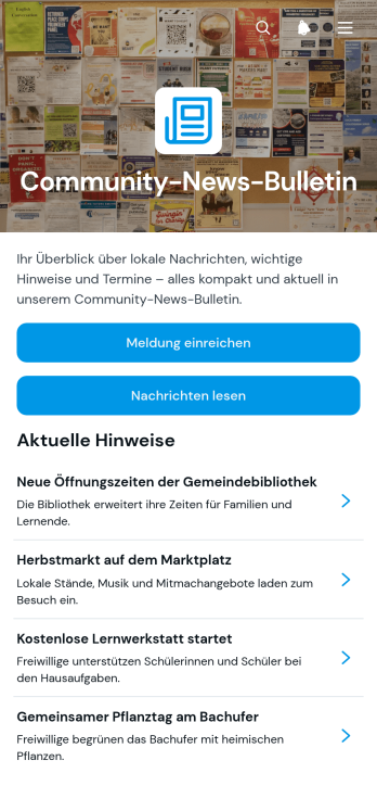 App für Nachrichten aus der Gemeinschaft