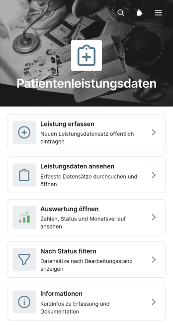 App für Patientenleistungsnachweise