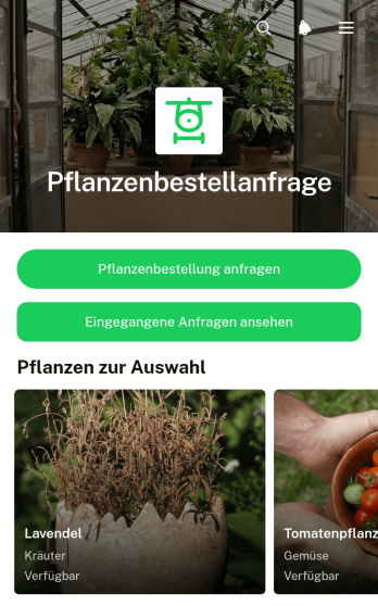 App für Pflanzenbestellanfragen