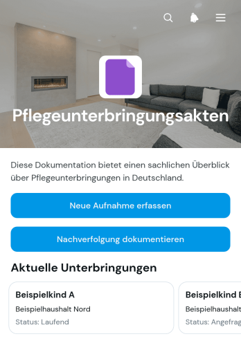 App für Pflegeunterbringungsakten