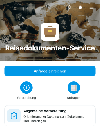 App für Reisedokumentdienste