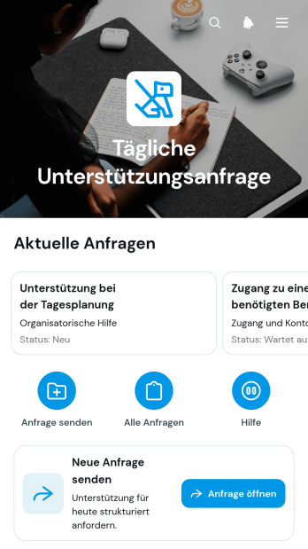 App für Tägliche Unterstützungsanfragen